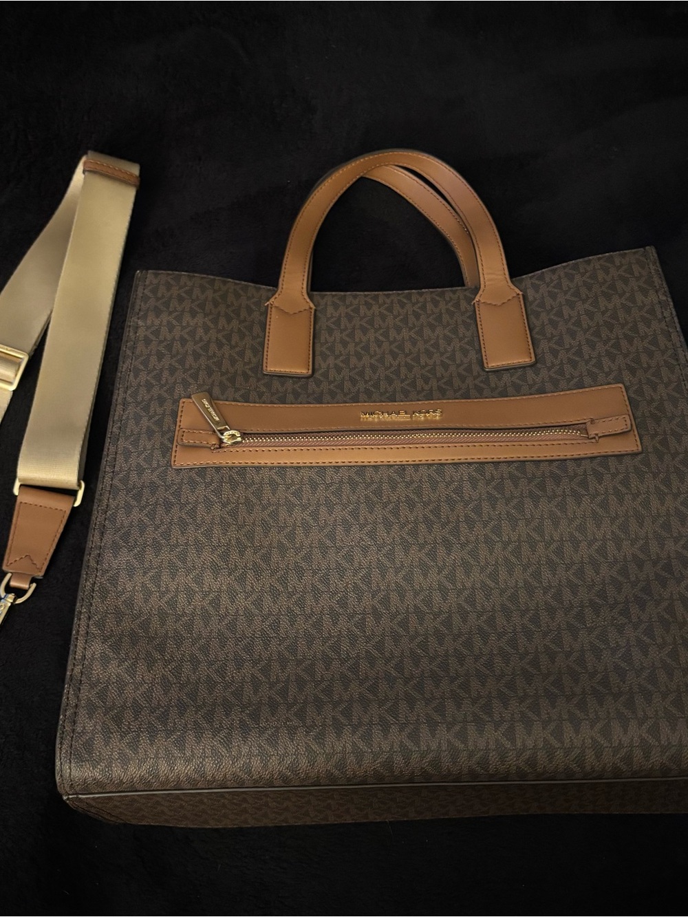 Michael Kors Brown Logo Tote with Espadrille Wedge Sandals heels size 7’5 heel!! - Picture 10 of 15